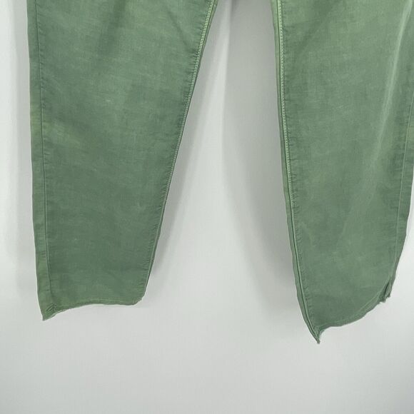 Mother Womens Pants Size 24 Green Cotton Linen Blend The Shaker Chop Crop - Picture 4 of 10